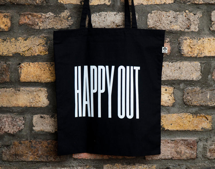 Happy Out Organic Tote Bag - Black